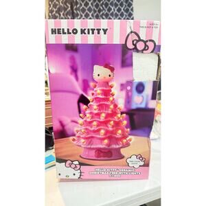 Hello Kitty Pink Light Up Ceramic Christmas Tree LARGE 11"H (NEW IN BOX)